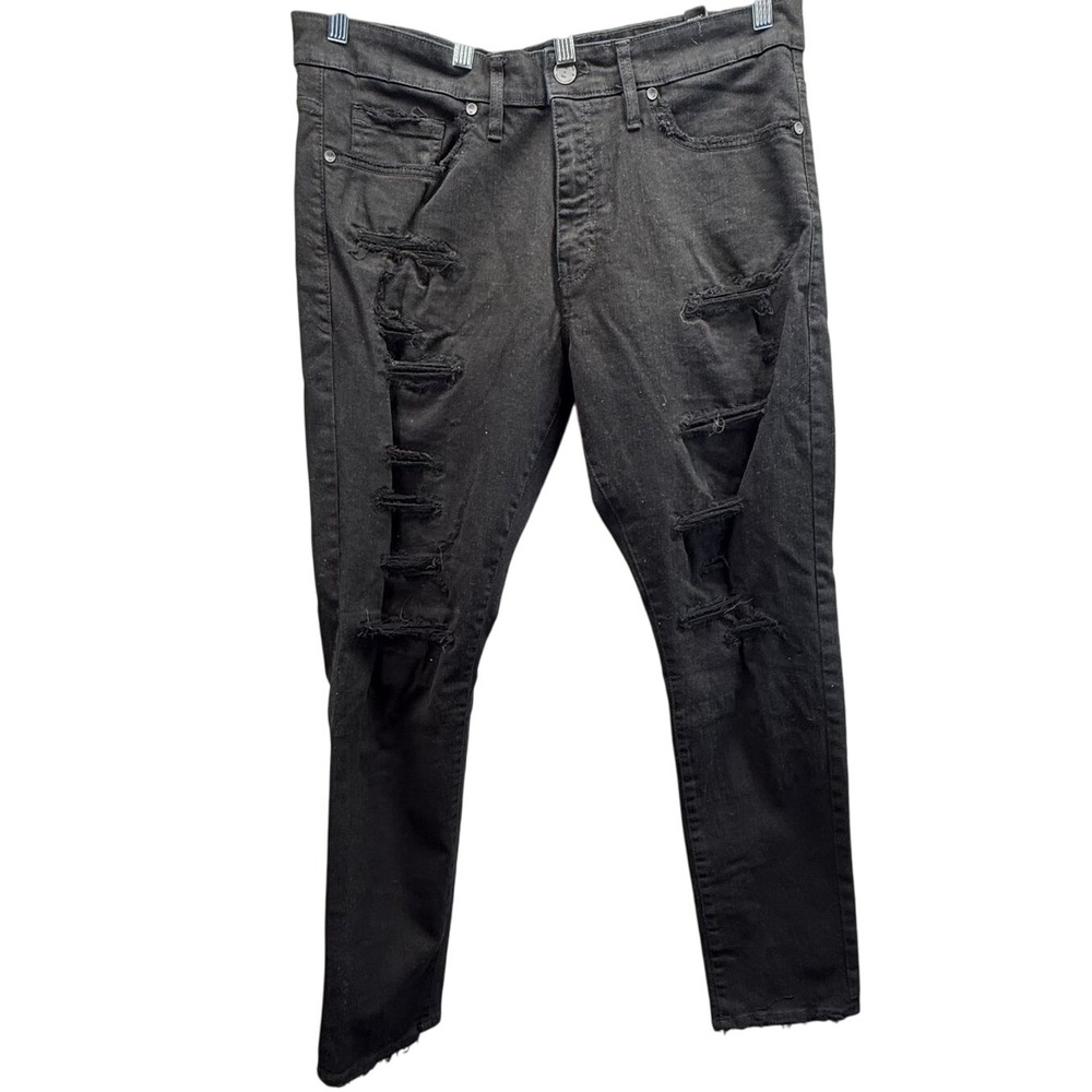 Jordan Craig Mens Black Distressed Skinny‎ Jeans Ripped Streetwear 36x32